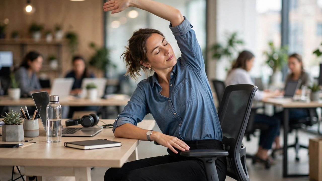 Exercícios na mesa do escritório em 2026: 12 movimentos para fazer sem sair da cadeira